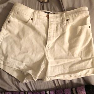 White High Waisted Denim Shorts